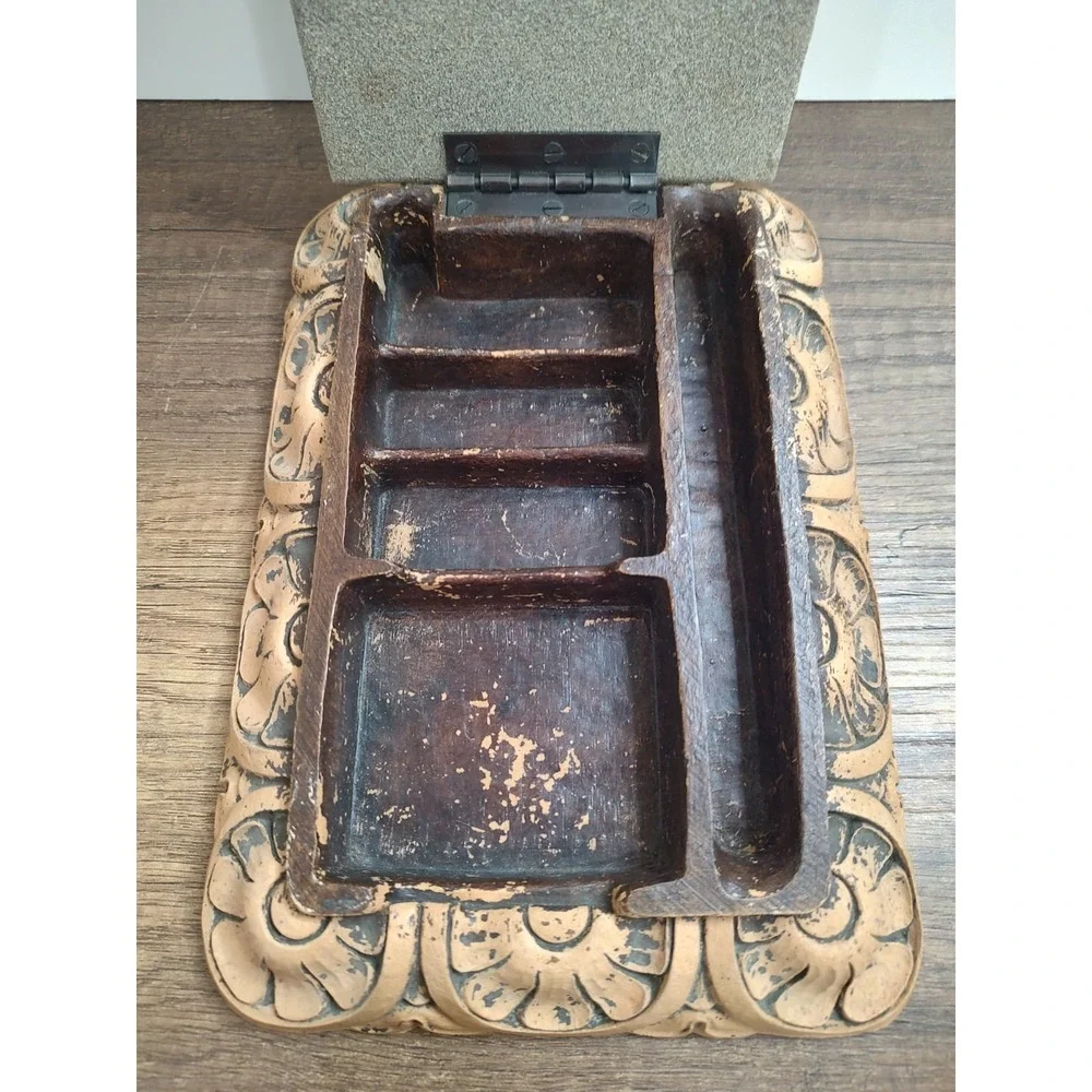 Syroco Wood Box Cigar Trinket Vanity Dresser Cigarette Storage Tobacianna S11